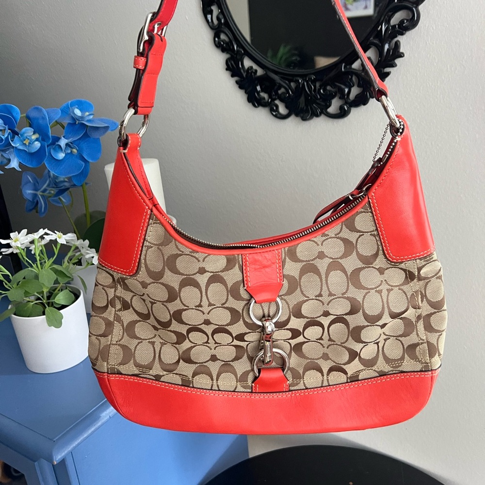 Coach Hampton Hobo with Orange Leather J0820-F13069